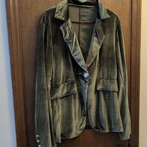 Elegant Velvet Olive Green Jacket